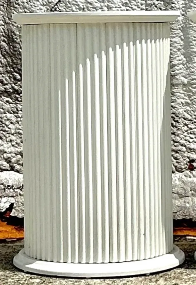 Vintage Boho Fluted Column Pedestals - a Pair - Oil Paint, 19.5W x 28.75H — additional photo 6