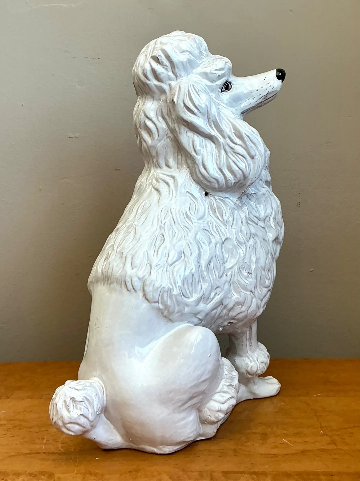 Vintage Italian White Ceramic Poodle Sculpture — additional photo 5