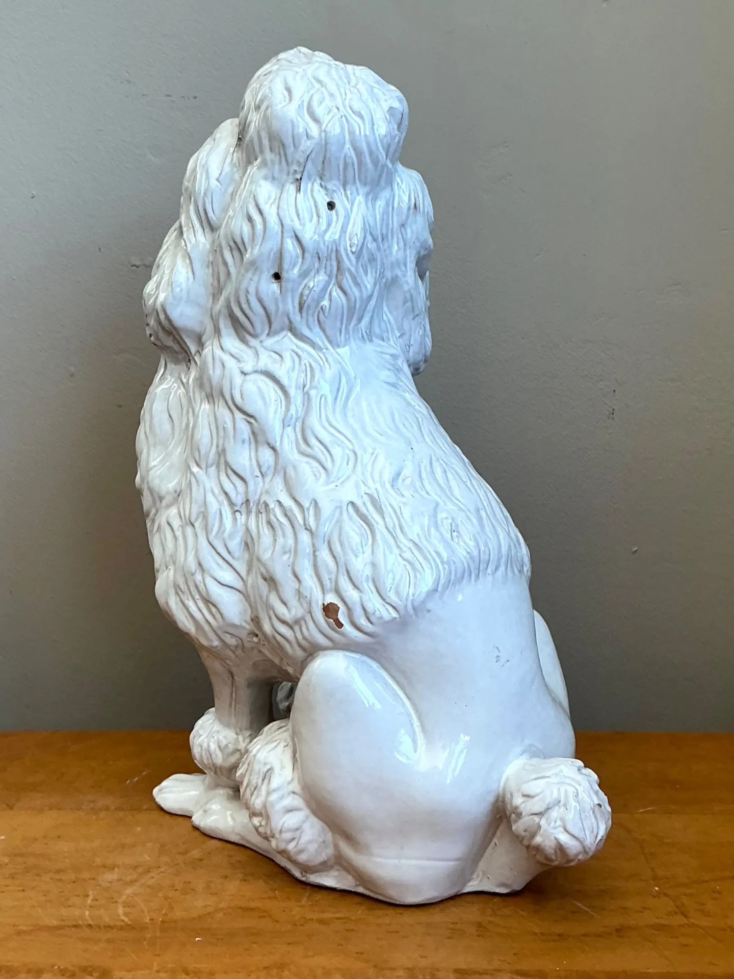 Vintage Italian White Ceramic Poodle Sculpture — additional photo 6