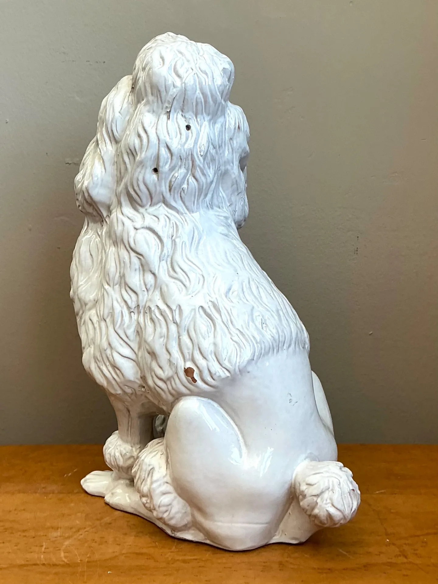 Vintage Italian White Ceramic Poodle Sculpture — additional photo 8