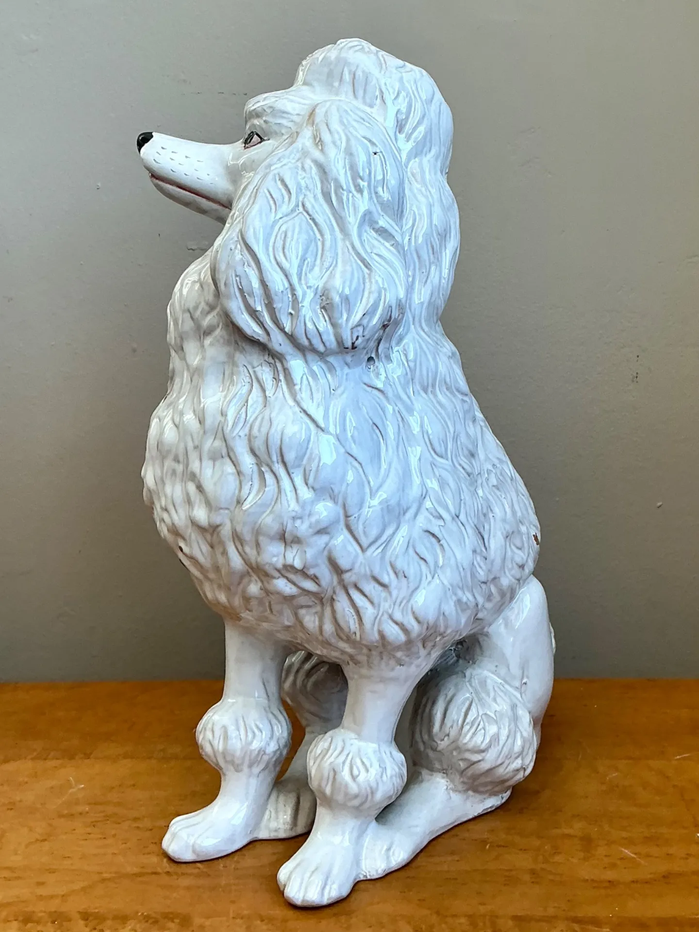 Vintage Italian White Ceramic Poodle Sculpture — additional photo 4
