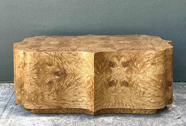 Vintage Scalloped Burl wood Coffee Table — additional photo 6