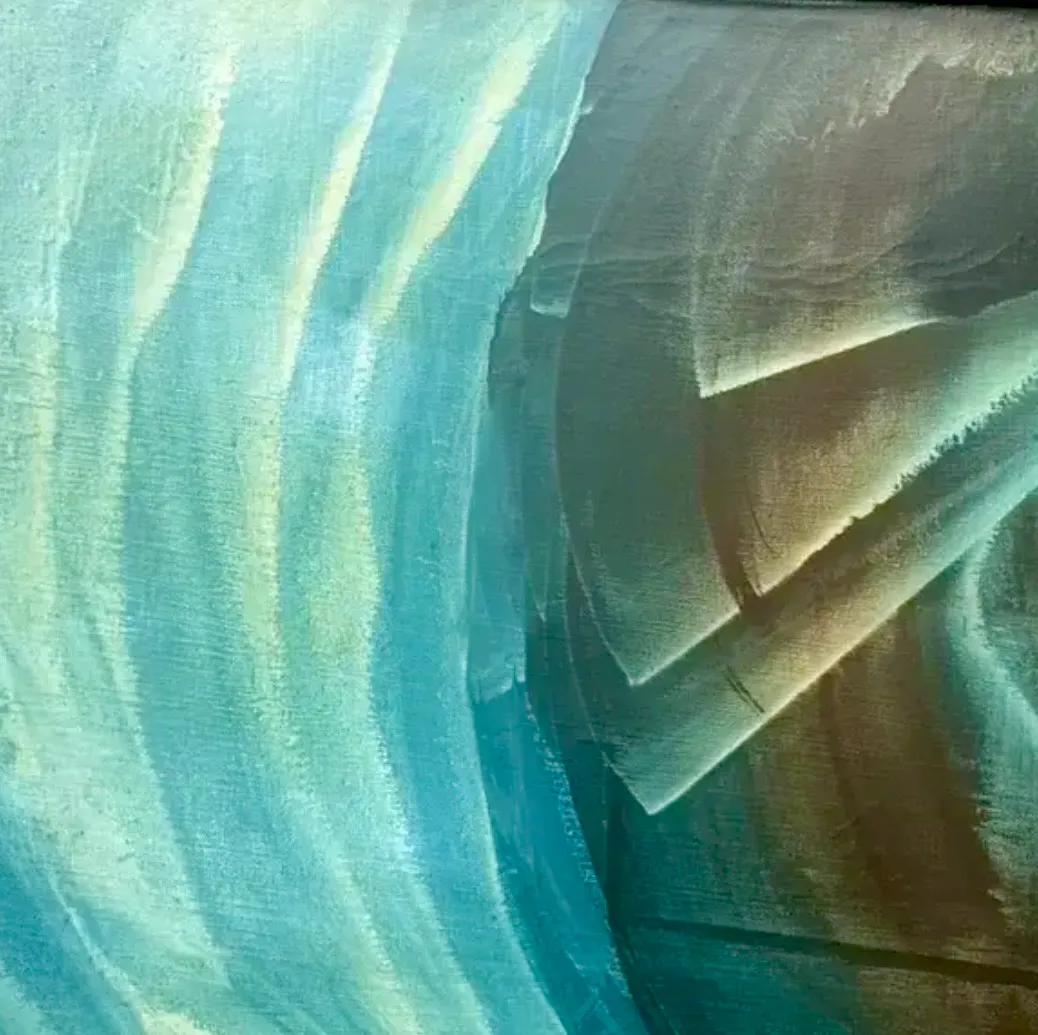 Vintage Boho Monumental Abstract Oil Painting on Canvas - Canvas, 67W x 47.25H — additional photo 6