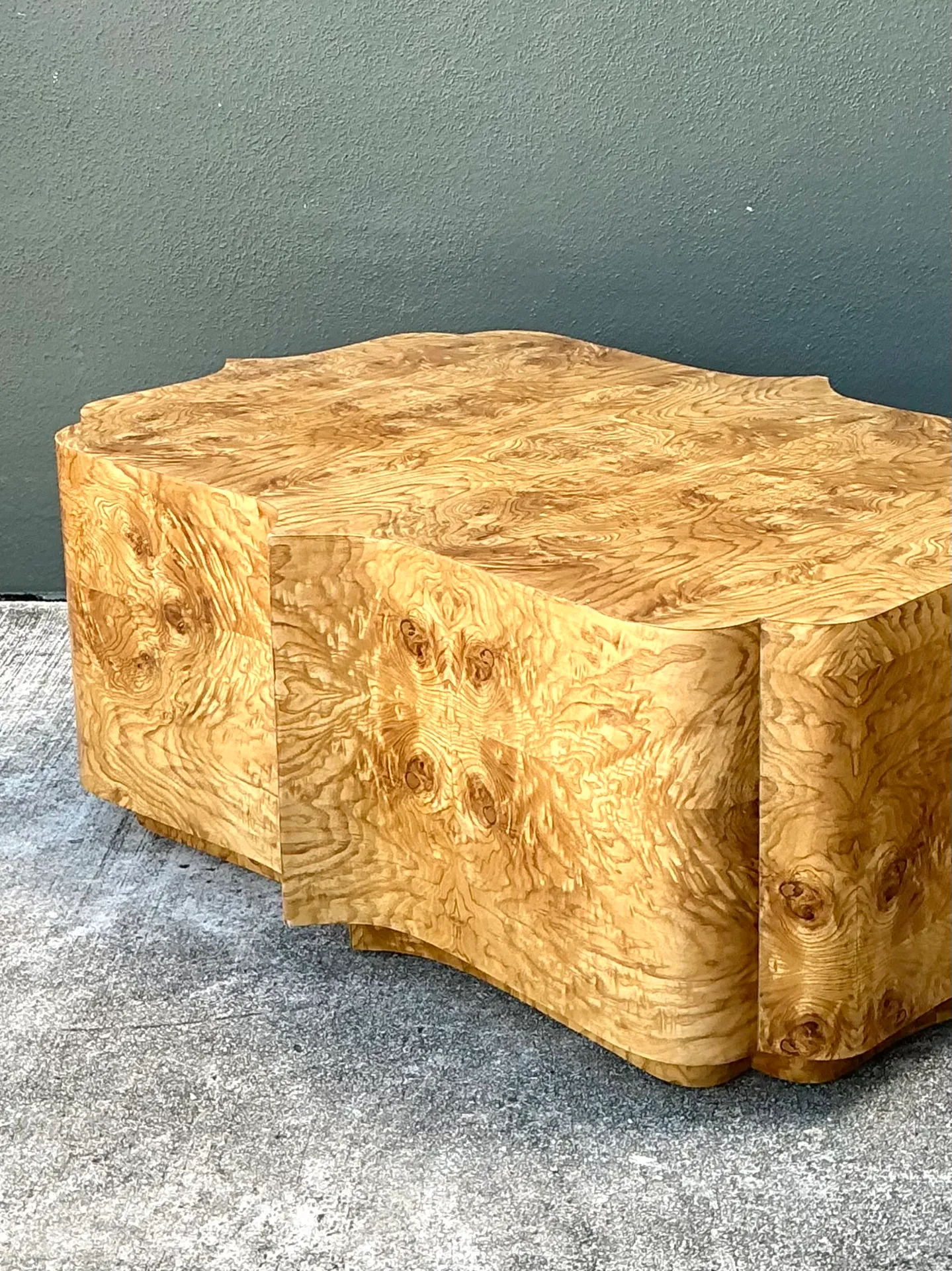 Vintage Scalloped Burl wood Coffee Table — additional photo 1