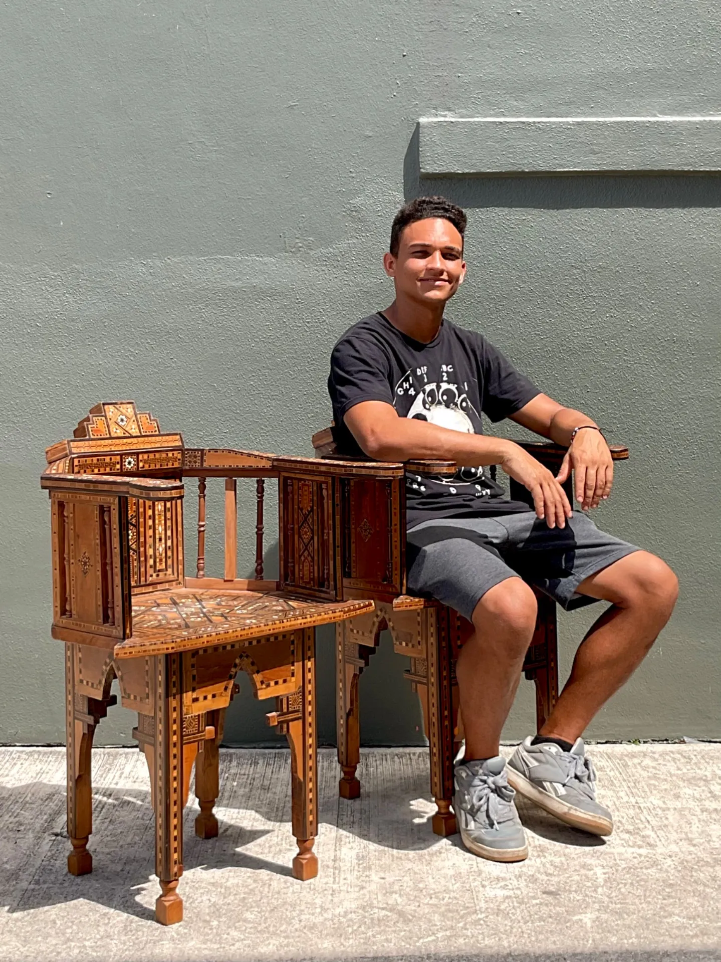 Vintage Syrian Inlaid Wood Chairs - A Pair — additional photo 7