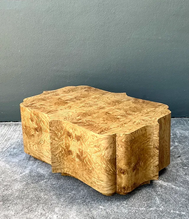 Vintage Scalloped Burl wood Coffee Table — additional photo 5