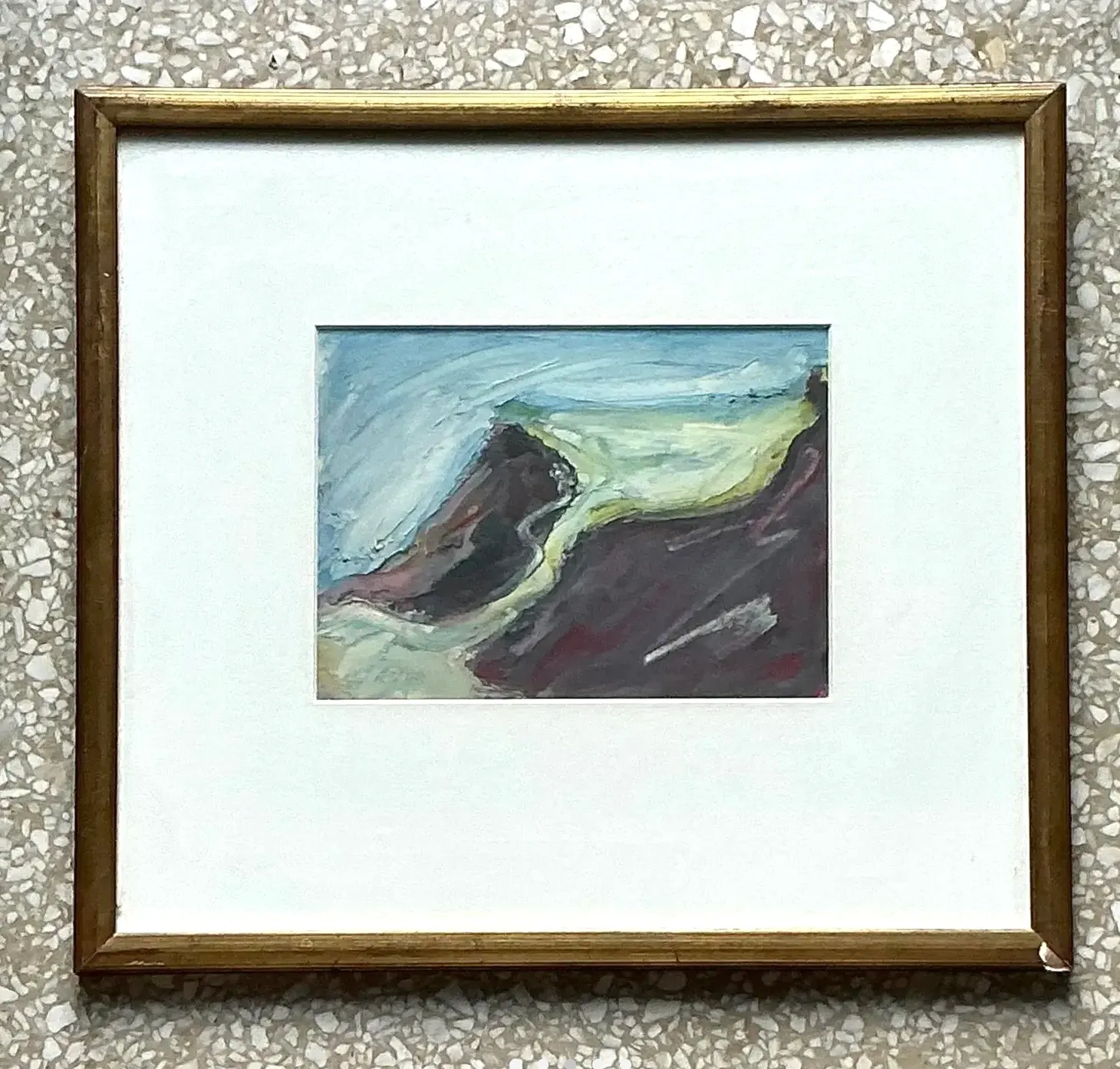 Vintage Boho Original Abstract Oil on Board - Glass, 14.25W x 12.75H — additional photo 4