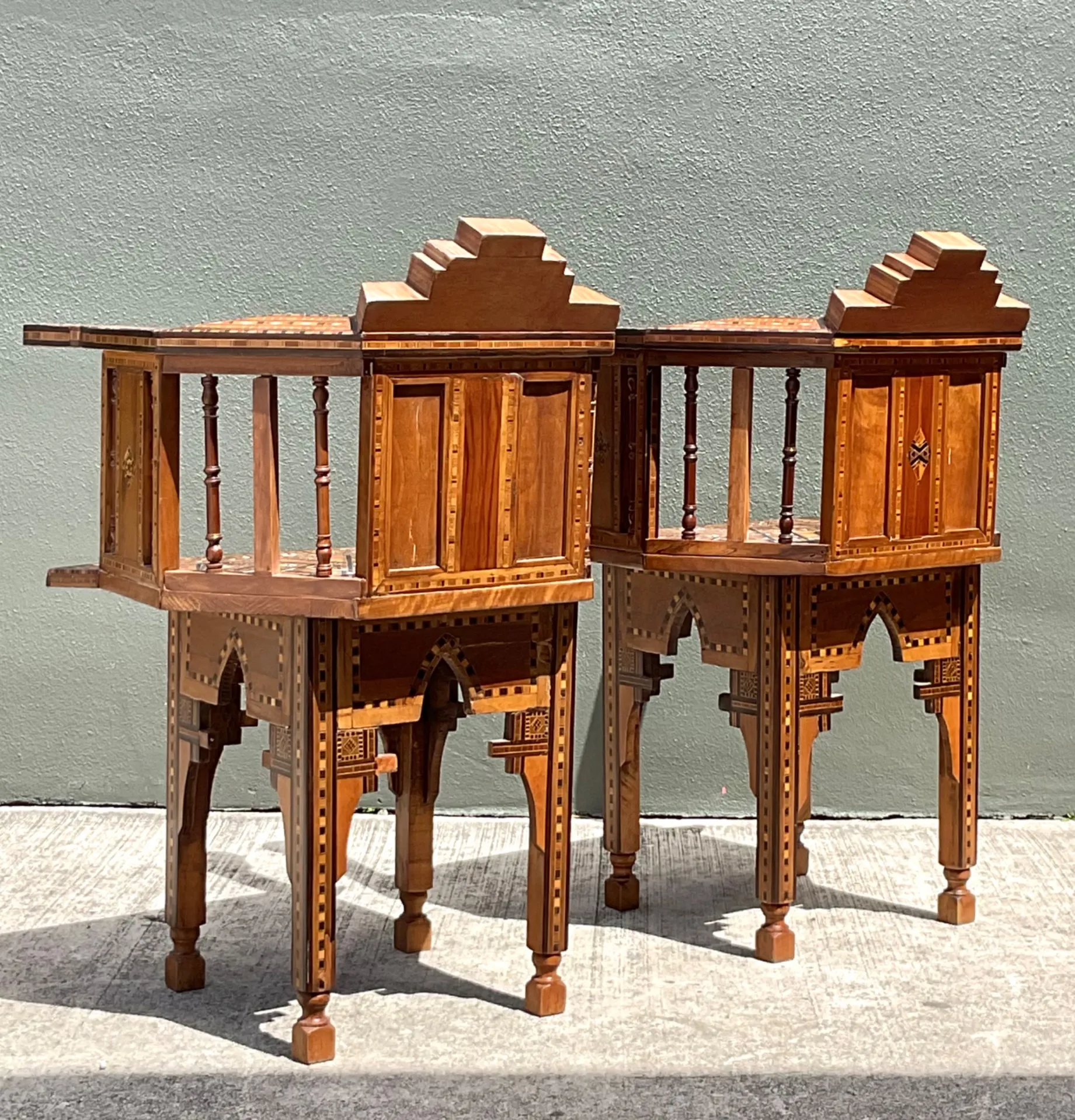 Vintage Syrian Inlaid Wood Chairs - A Pair — additional photo 5