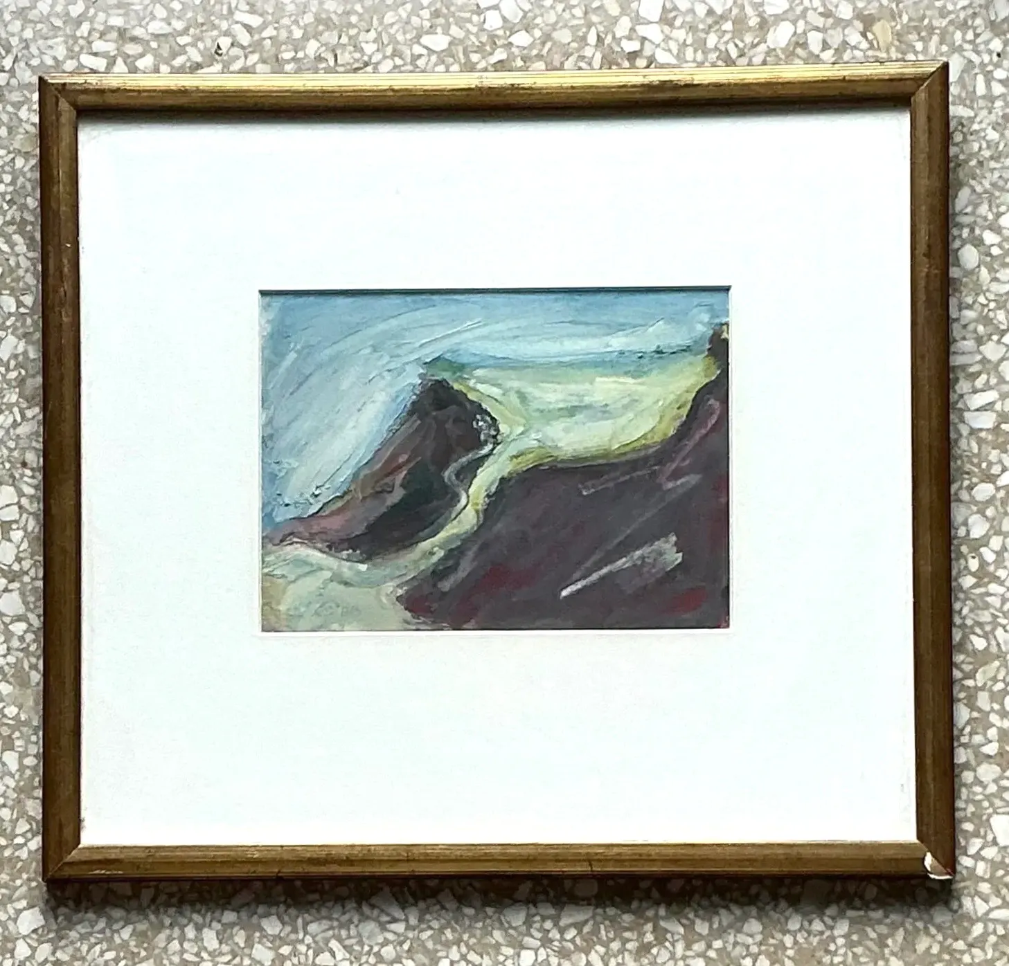 Vintage Boho Original Abstract Oil on Board - Glass, 14.25W x 12.75H — additional photo 6