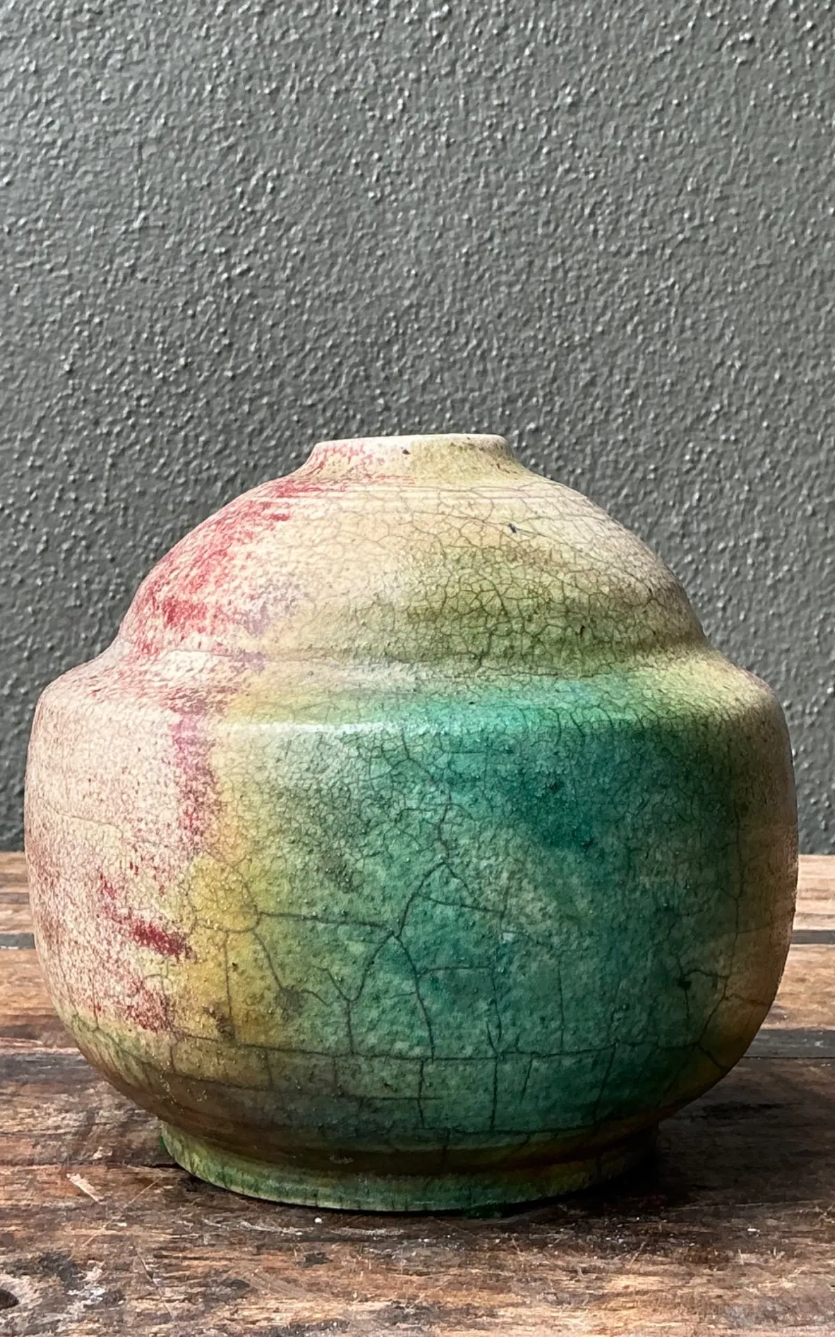Vintage Abstract Glazed Ceramic Vessel