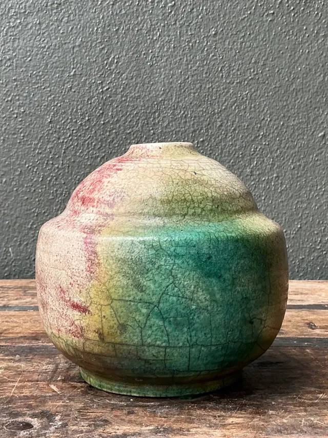Vintage Abstract Glazed Ceramic Vessel — additional photo 1