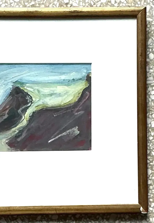 Vintage Boho Original Abstract Oil on Board - Glass, 14.25W x 12.75H — additional photo 5