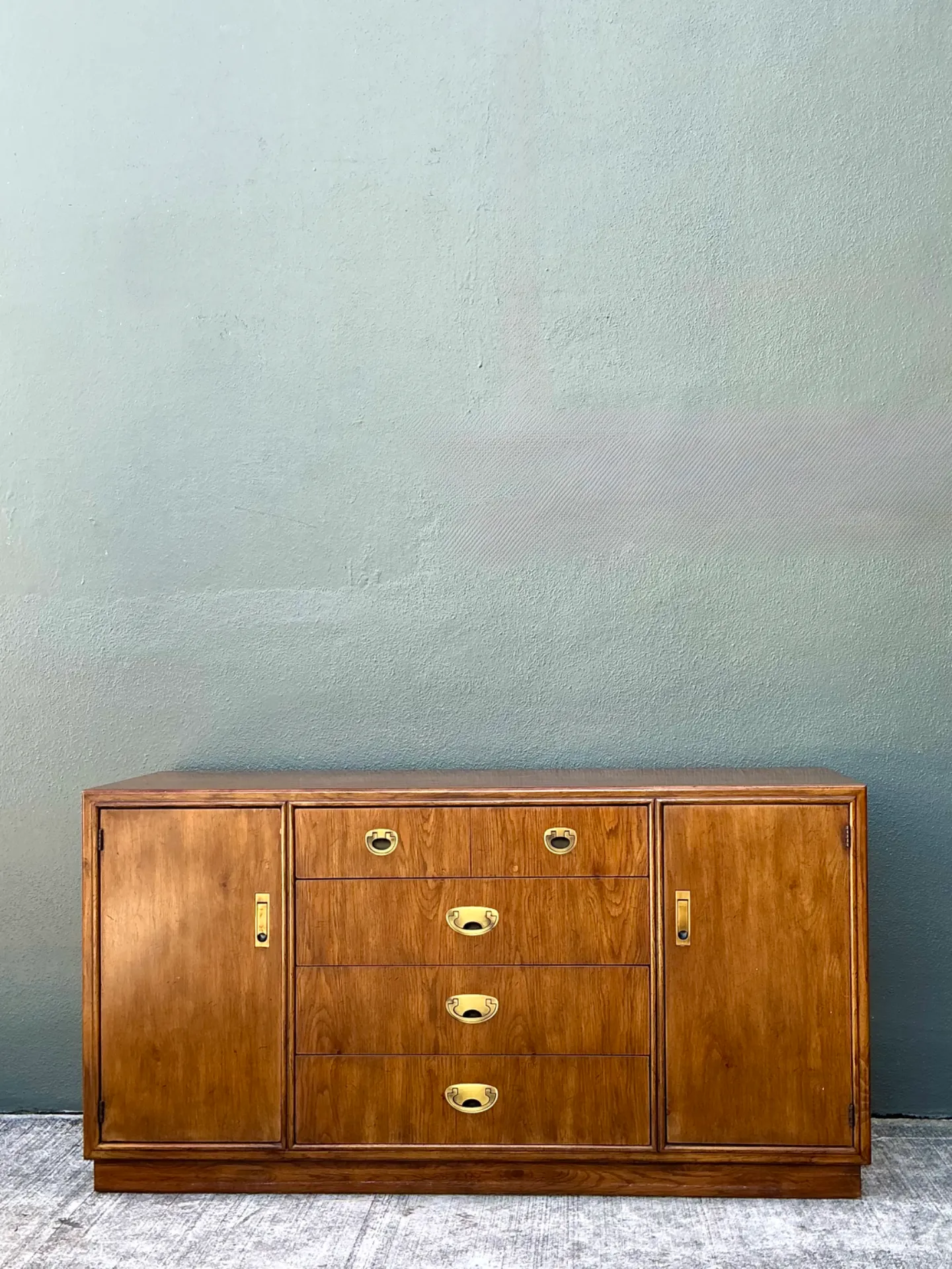 Vintage Drexel Campaign Sideboard with Brass Accents — additional photo 1