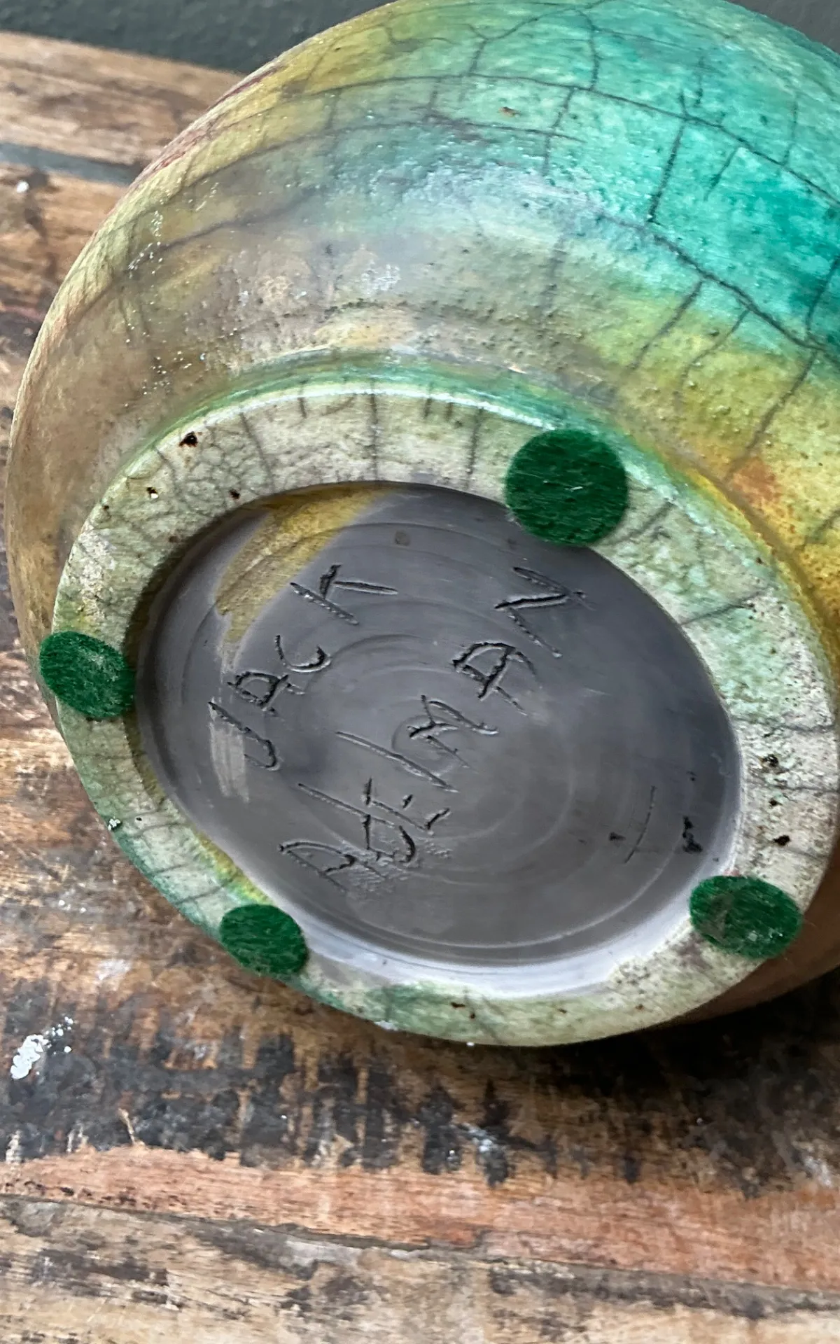 Vintage Abstract Glazed Ceramic Vessel — additional photo 3