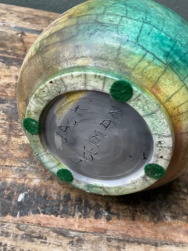 Vintage Abstract Glazed Ceramic Vessel — additional photo 3