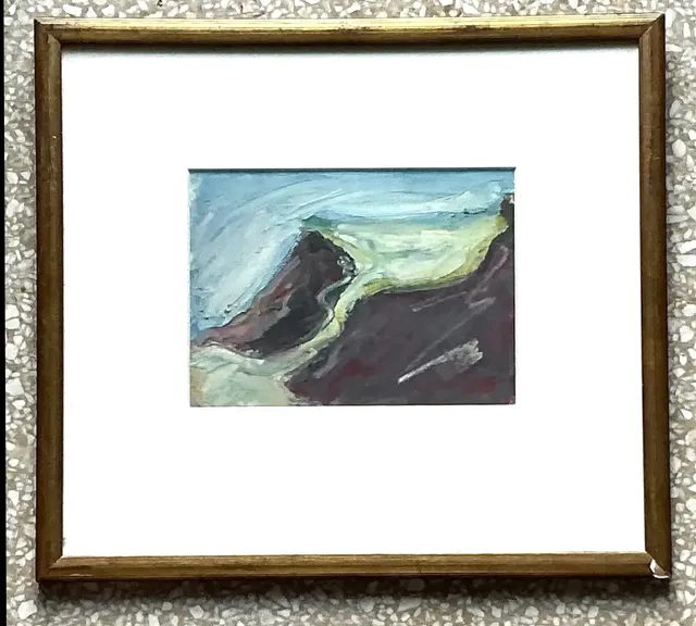 Vintage Boho Original Abstract Oil on Board - Glass, 14.25W x 12.75H — additional photo 7