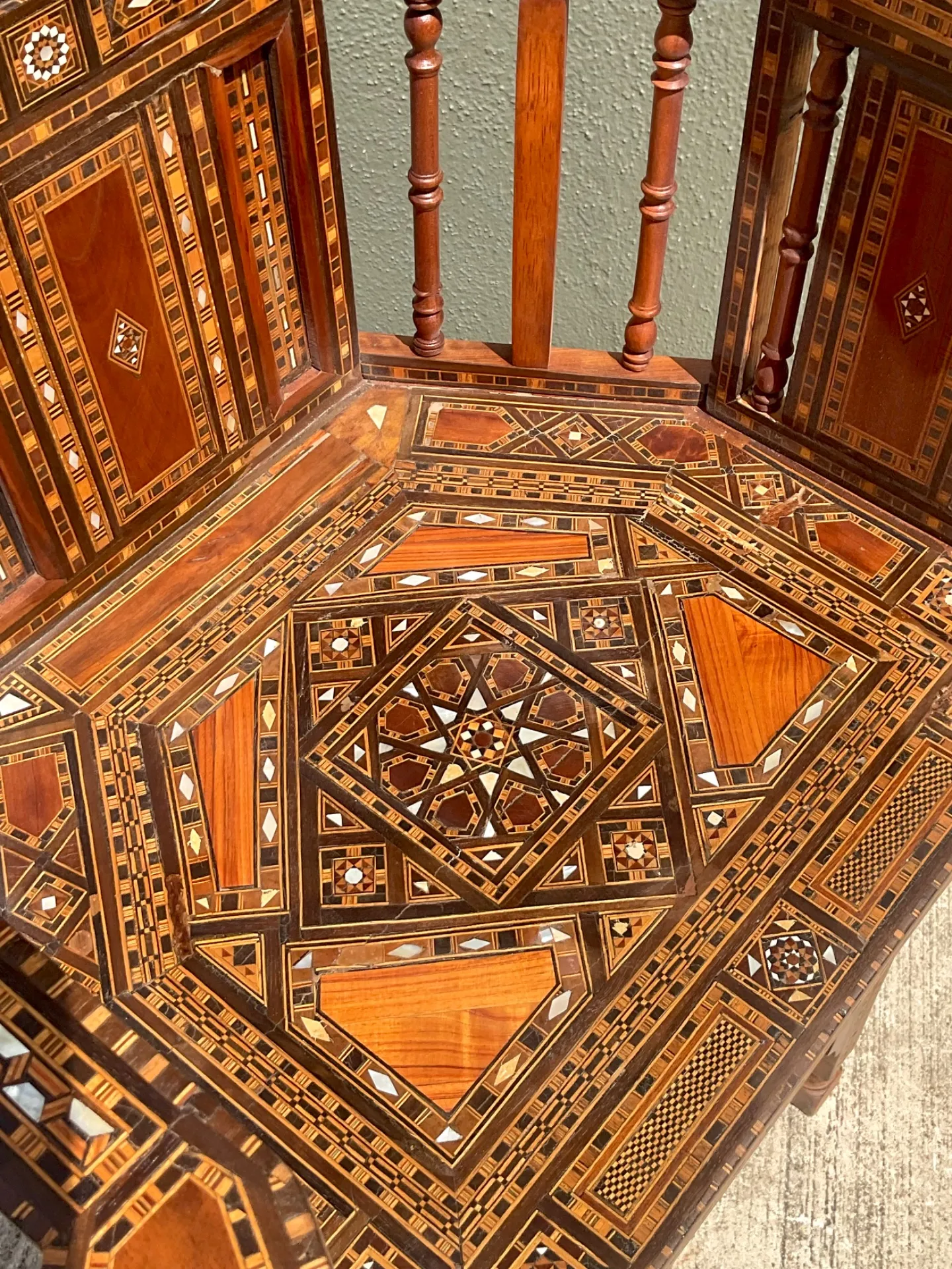 Vintage Syrian Inlaid Wood Chairs - A Pair — additional photo 4