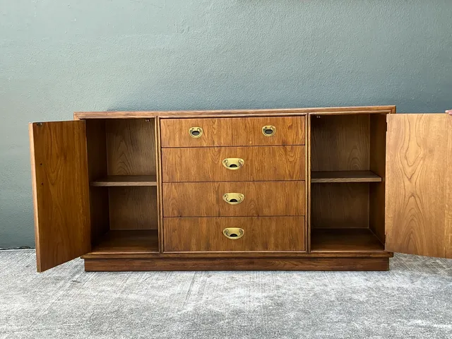 Vintage Drexel Campaign Sideboard with Brass Accents — additional photo 6