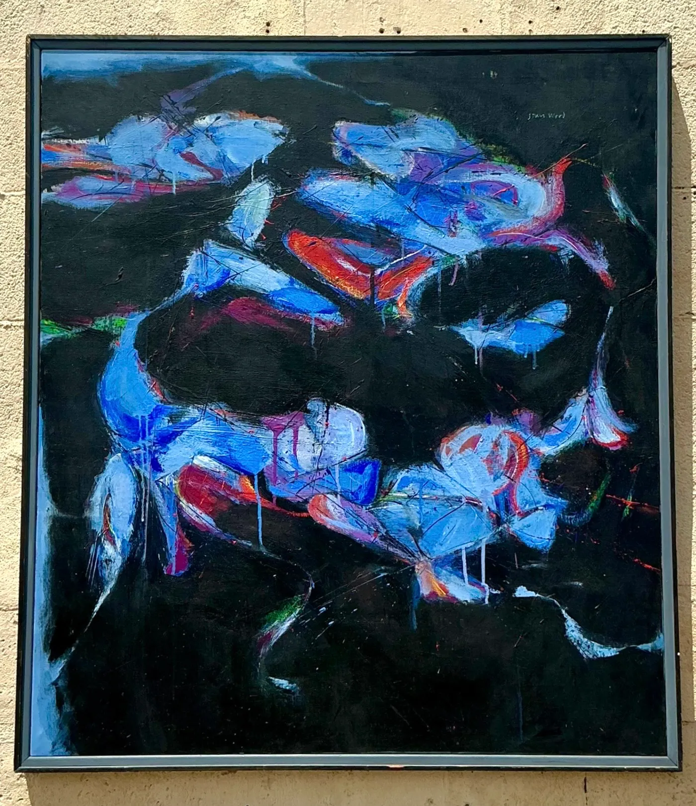 Vintage Boho Original Abstract Oil on Board - Oil Paint, 33.5W x 41.5H — additional photo 3