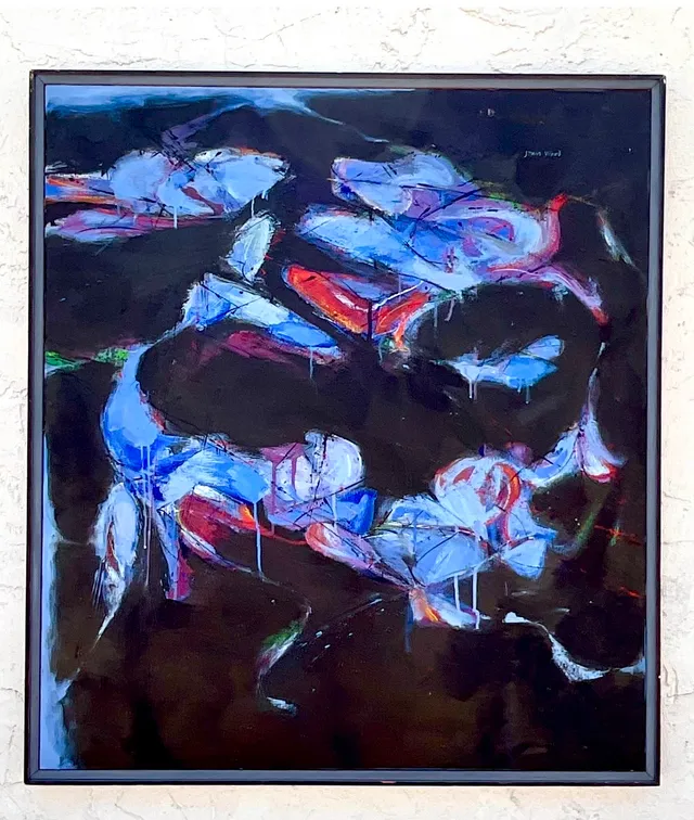 Vintage Boho Original Abstract Oil on Board - Oil Paint, 33.5W x 41.5H — additional photo 1