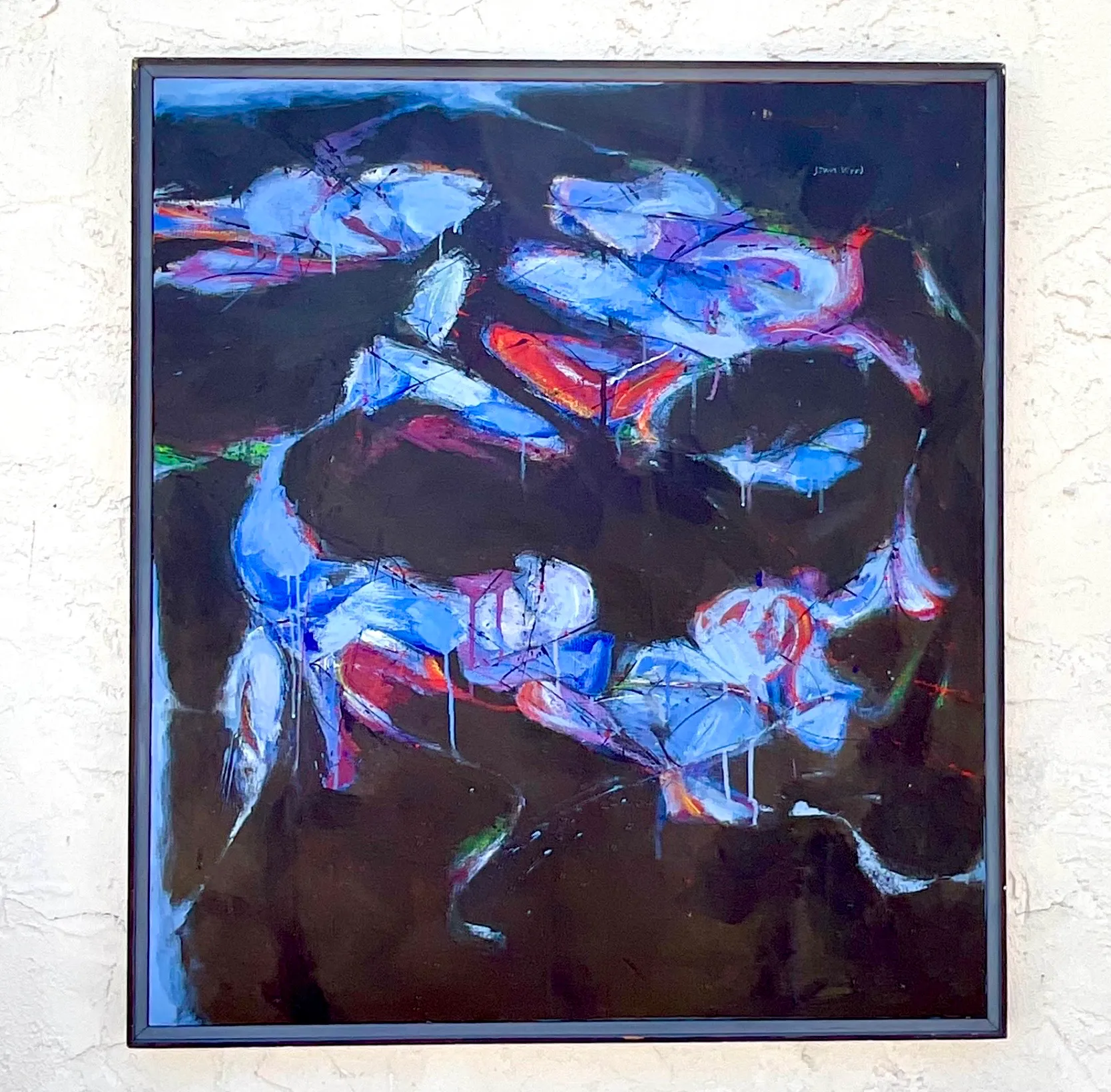 Vintage Boho Original Abstract Oil on Board - Oil Paint, 33.5W x 41.5H — additional photo 6