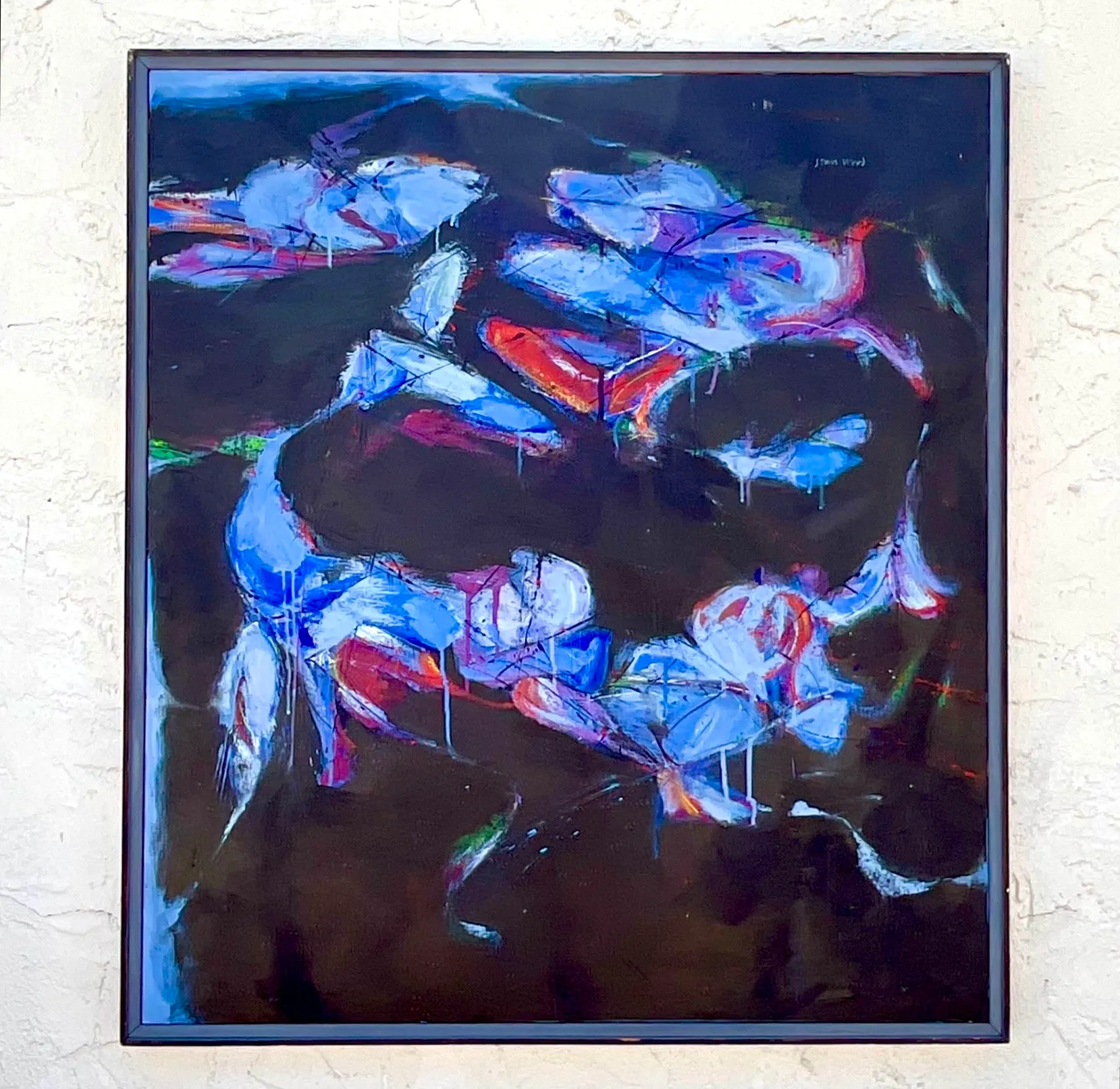 Vintage Boho Original Abstract Oil on Board - Oil Paint, 33.5W x 41.5H — additional photo 8