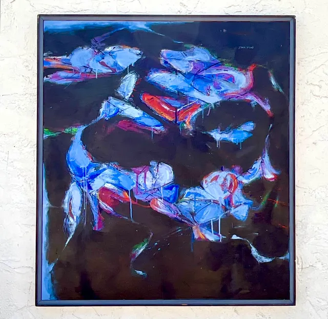 Vintage Boho Original Abstract Oil on Board - Oil Paint, 33.5W x 41.5H — additional photo 8