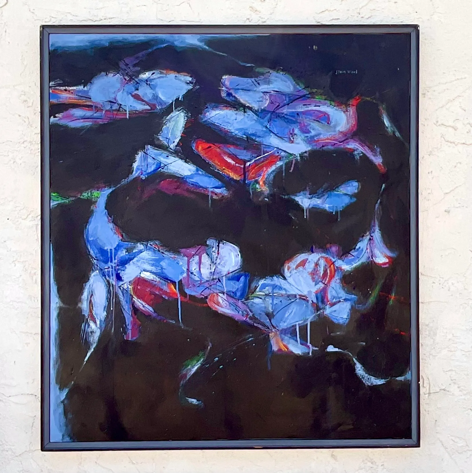 Vintage Boho Original Abstract Oil on Board - Oil Paint, 33.5W x 41.5H — additional photo 4