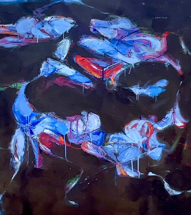 Vintage Boho Original Abstract Oil on Board - Oil Paint, 33.5W x 41.5H — additional photo 2