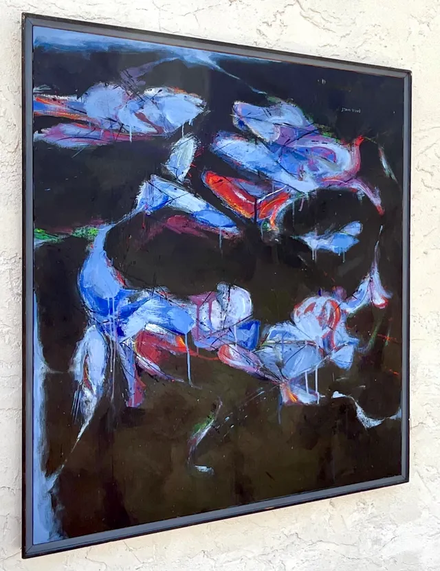 Vintage Boho Original Abstract Oil on Board - Oil Paint, 33.5W x 41.5H — additional photo 5