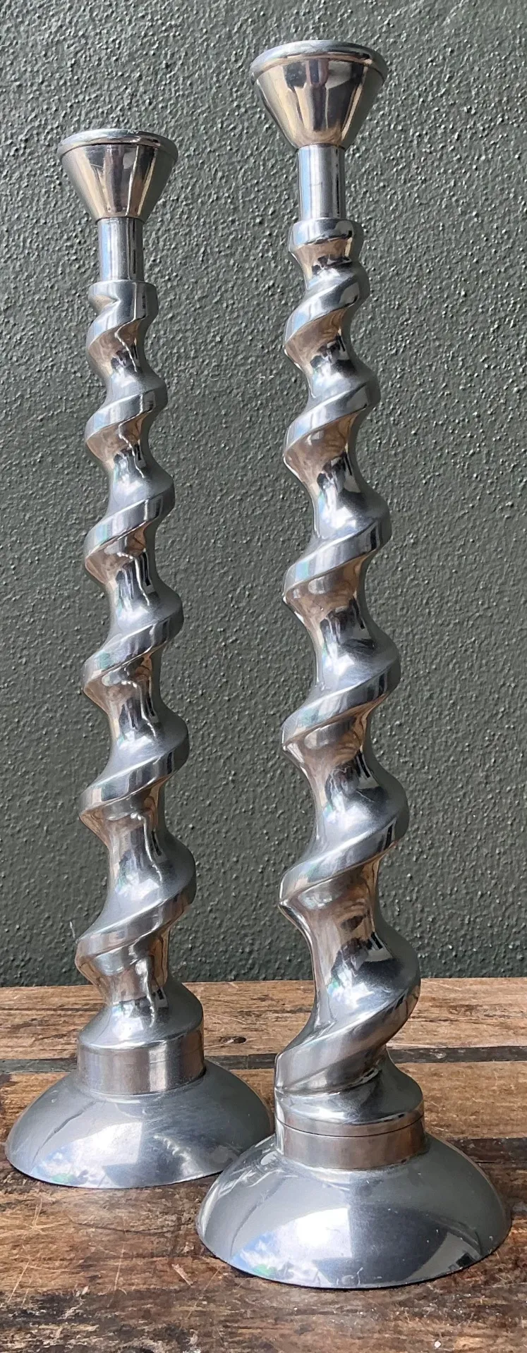 Vintage Spiral Aluminum Candle Holders - A Pair — additional photo 3
