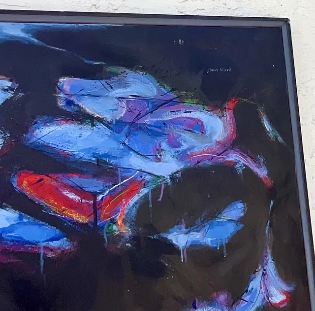 Vintage Boho Original Abstract Oil on Board - Oil Paint, 33.5W x 41.5H — additional photo 7