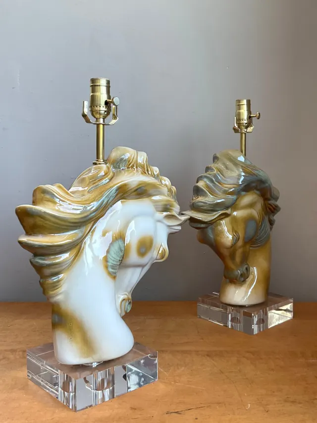 Vintage Ceramic Horse Head Table Lamps - A Pair — additional photo 6