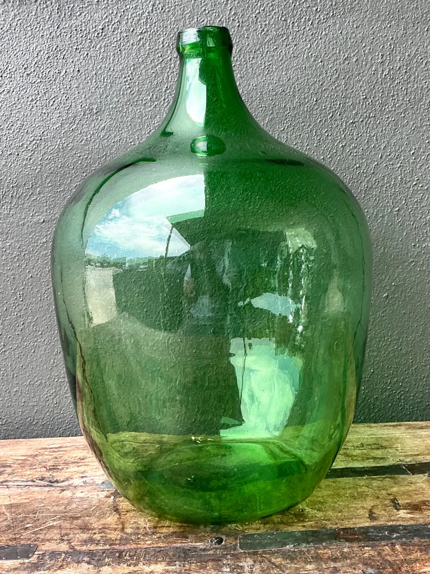 Vintage Green Glass Demijohn Bottle — additional photo 3