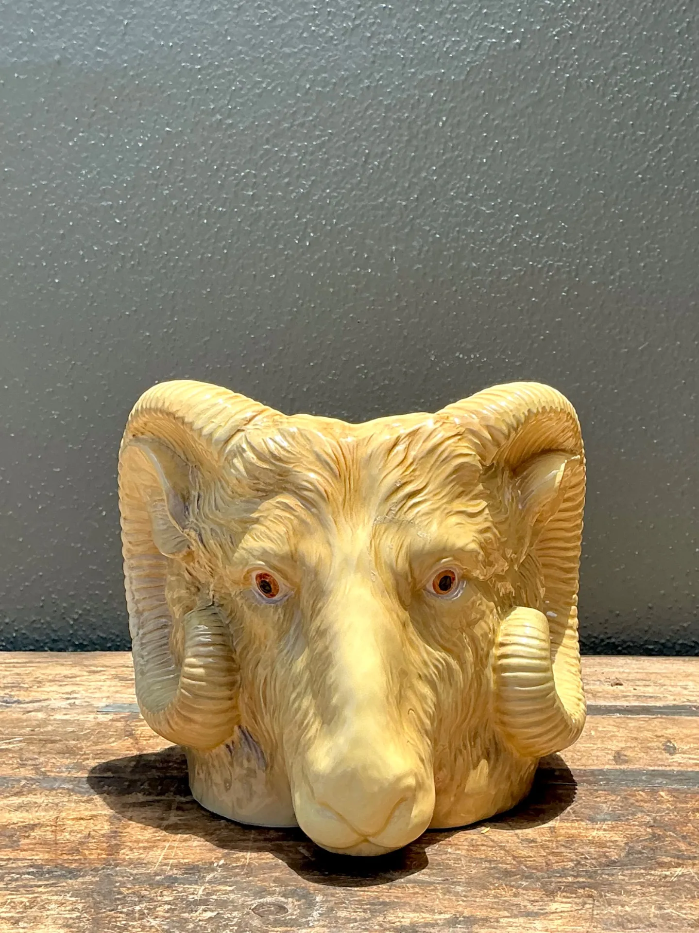 Vintage Italian Ceramic Rams Head Cache Pot — additional photo 6