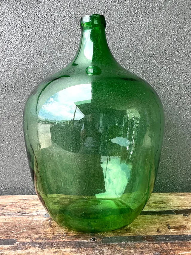 Vintage Green Glass Demijohn Bottle — additional photo 2
