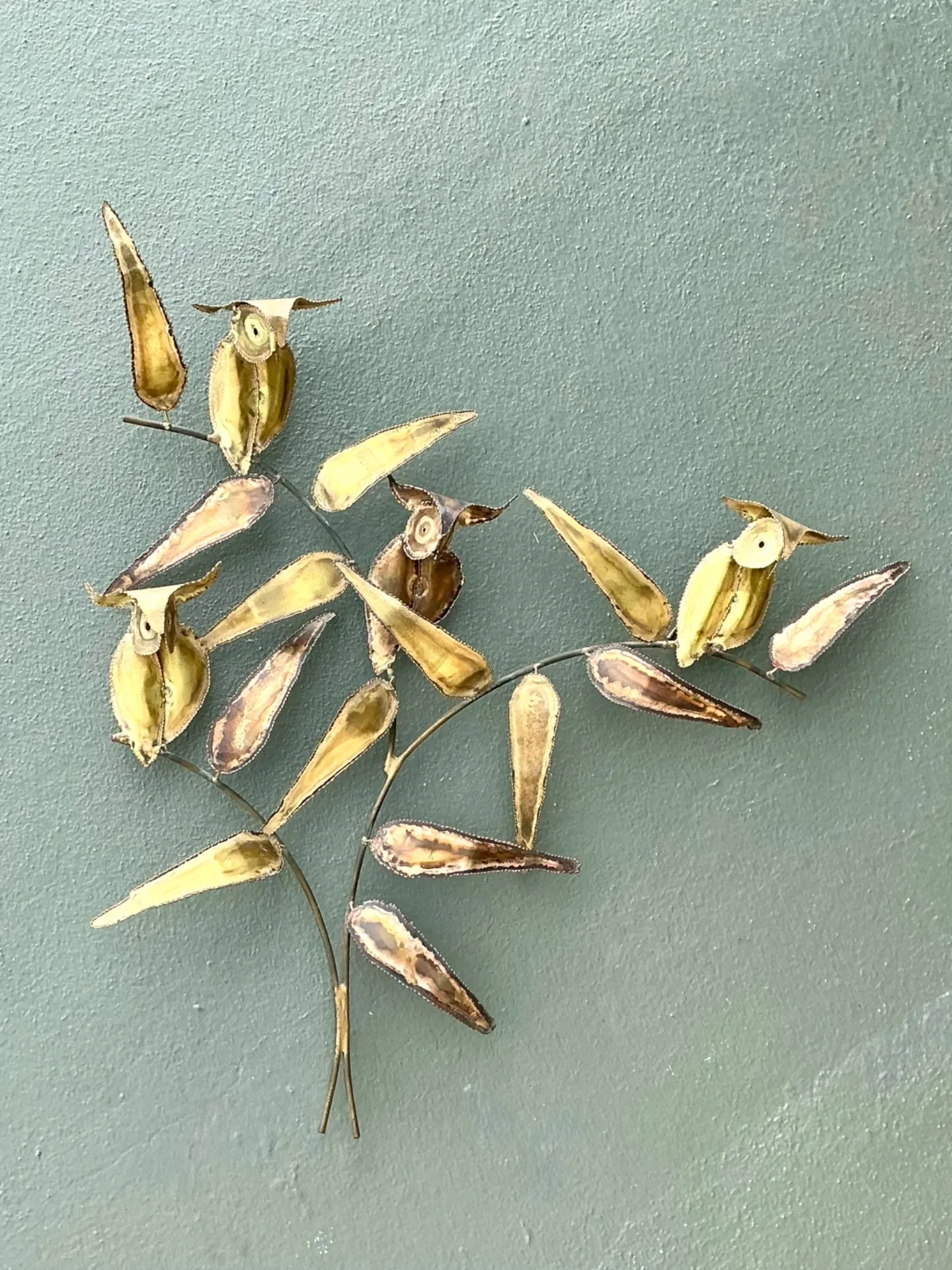 Vintage Brass Owl Wall Sculpture After Curtis Jere — additional photo 2