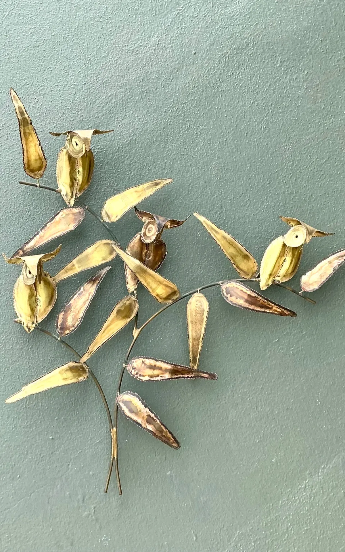 Vintage Brass Owl Wall Sculpture After Curtis Jere — additional photo 2