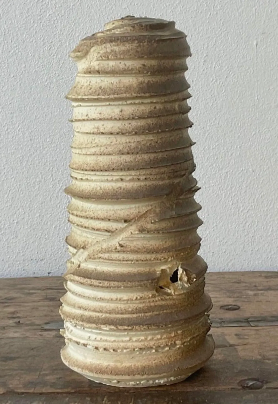 Vintage Original Studio Pottery Vase - Stoneware, 3.5W x 8.25H — additional photo 3