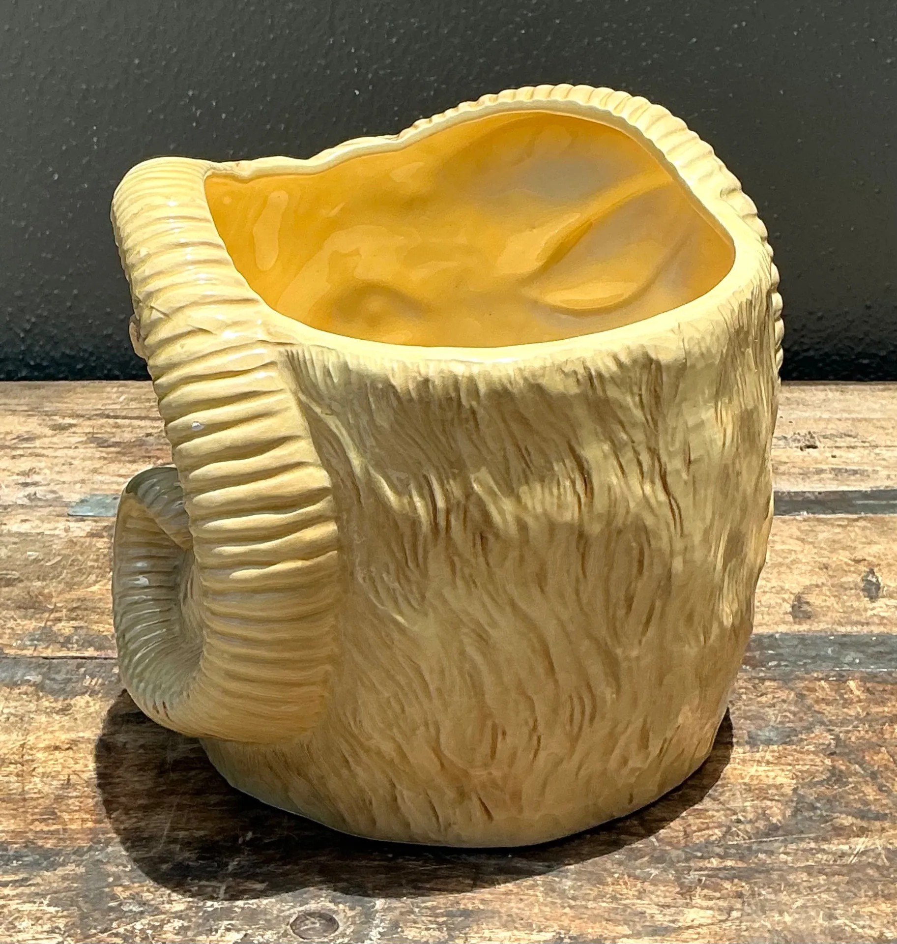 Vintage Italian Ceramic Rams Head Cache Pot — additional photo 3