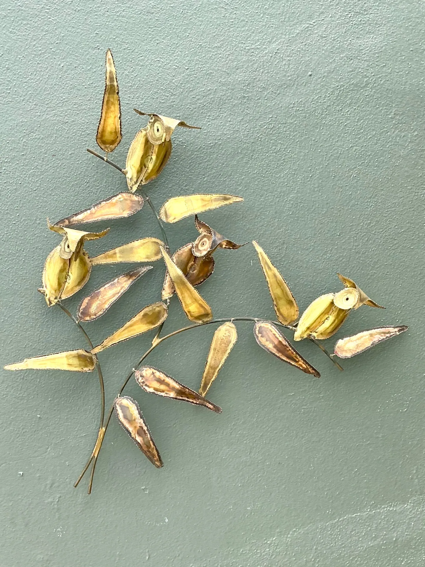 Vintage Brass Owl Wall Sculpture After Curtis Jere — additional photo 5