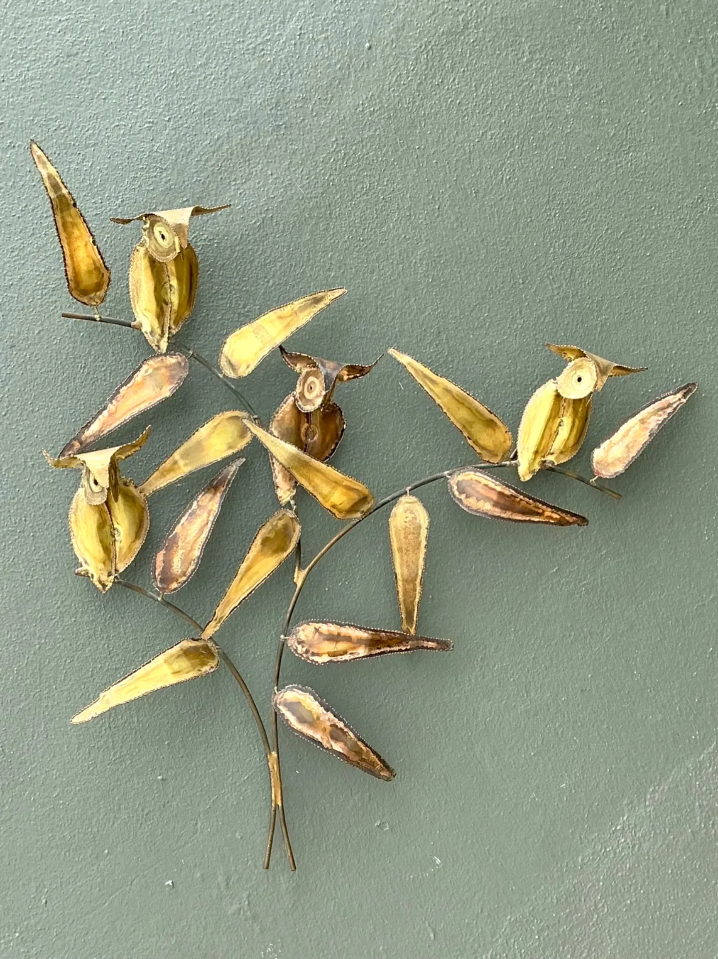 Vintage Brass Owl Wall Sculpture After Curtis Jere — additional photo 1