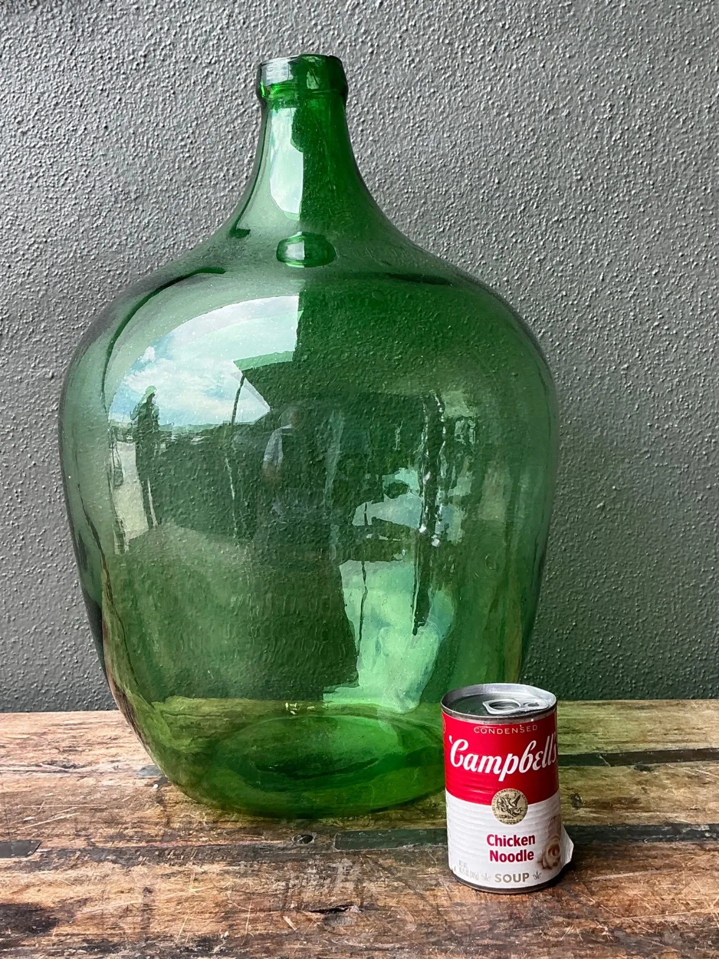 Vintage Green Glass Demijohn Bottle — additional photo 1