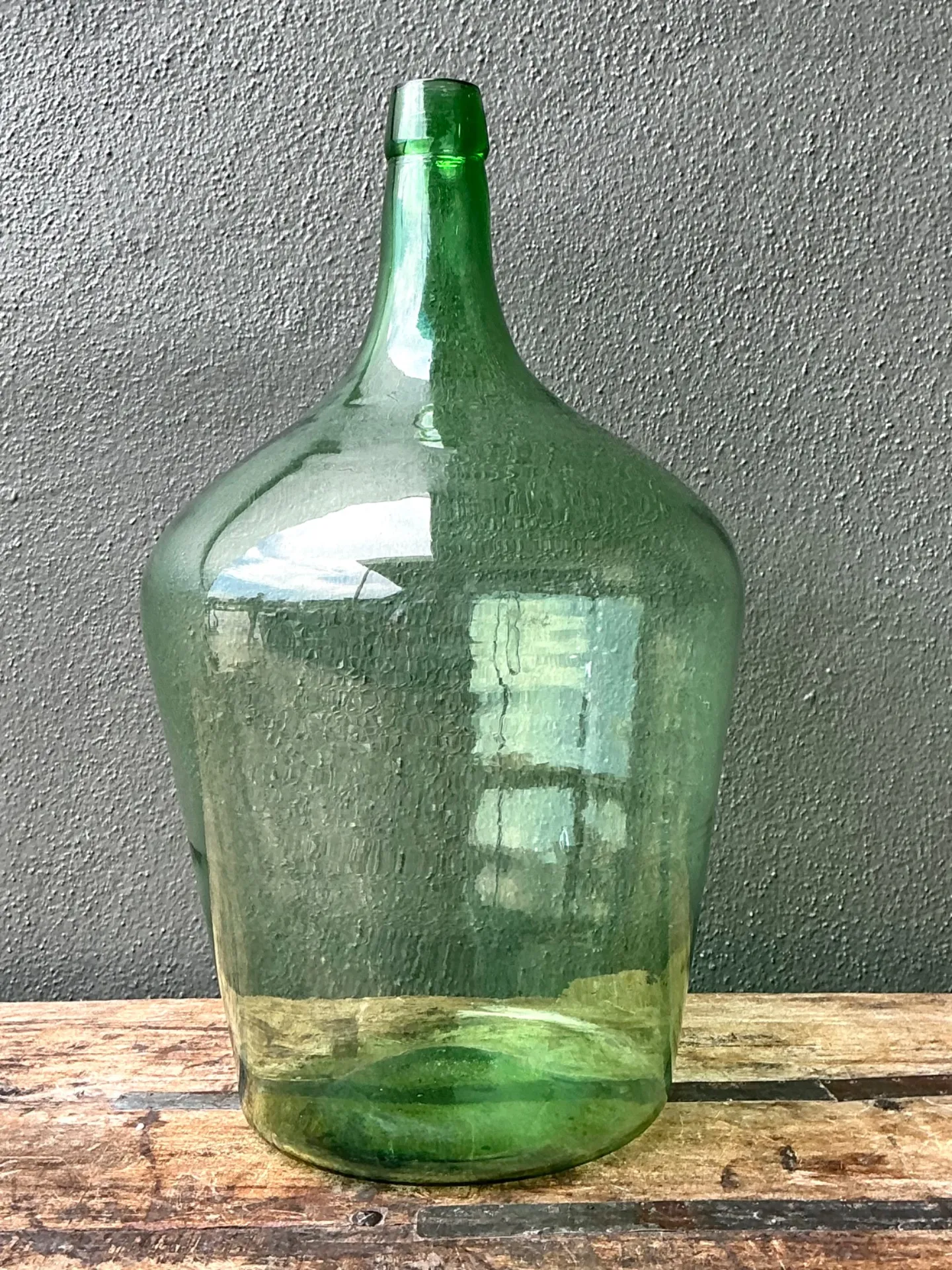 Vintage Green Glass Demijohn Bottle - Green, 11W x 19.25H — additional photo 3