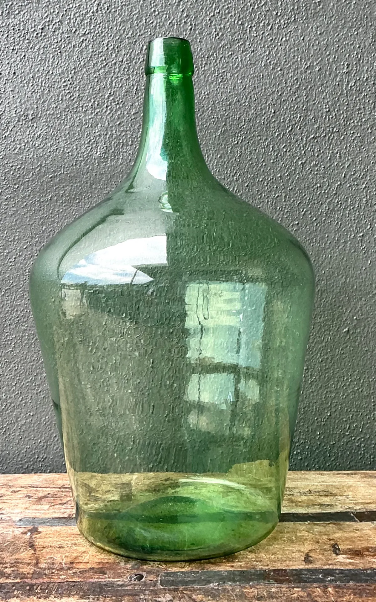 Vintage Green Glass Demijohn Bottle - Green, 11W x 19.25H — additional photo 3