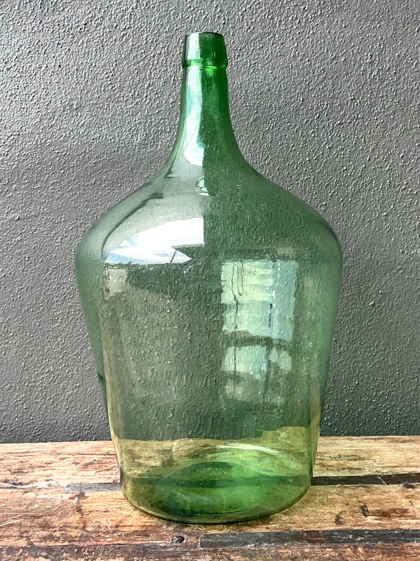 Vintage Green Glass Demijohn Bottle - Green, 11W x 19.25H — additional photo 4