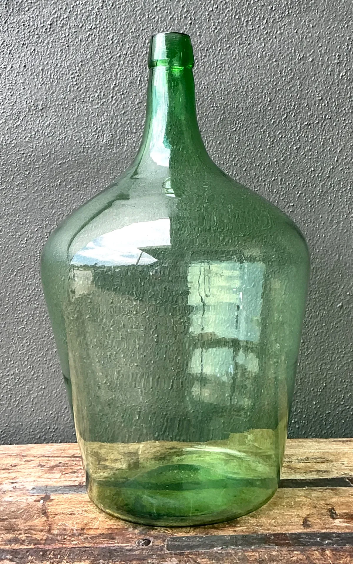 Vintage Green Glass Demijohn Bottle - Green, 11W x 19.25H — additional photo 4