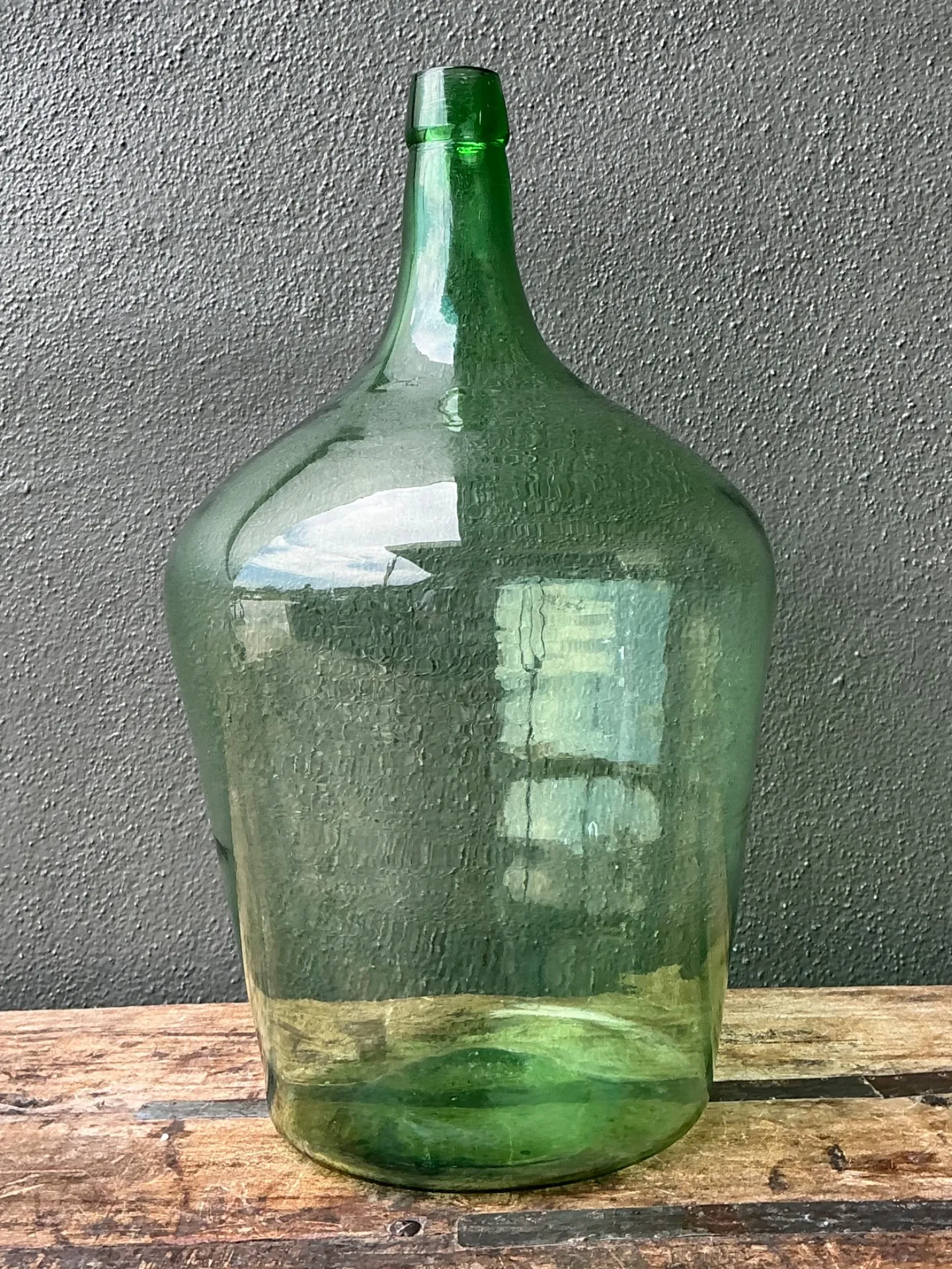 Vintage Green Glass Demijohn Bottle - Green, 11W x 19.25H — additional photo 5