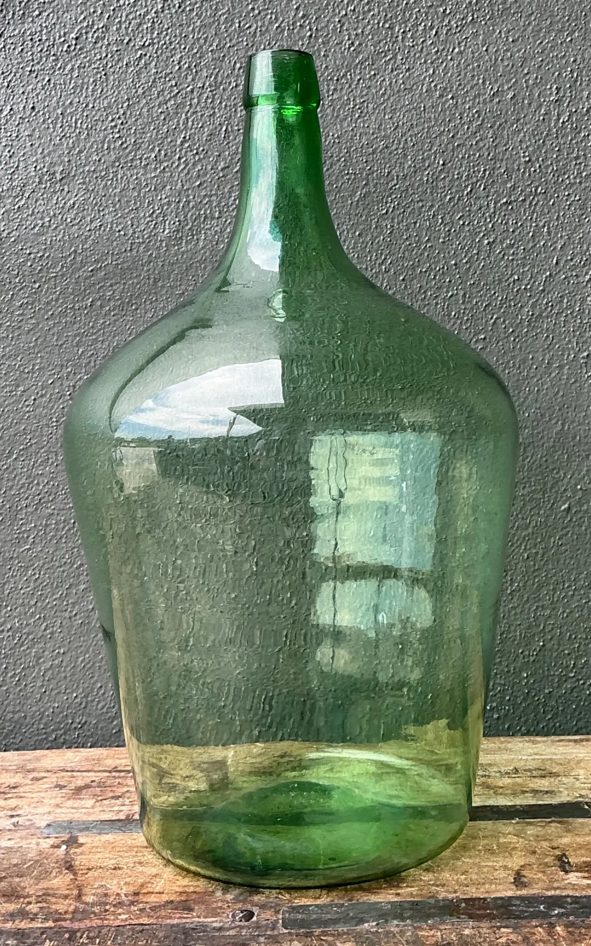 Vintage Green Glass Demijohn Bottle - Green, 11W x 19.25H — additional photo 5