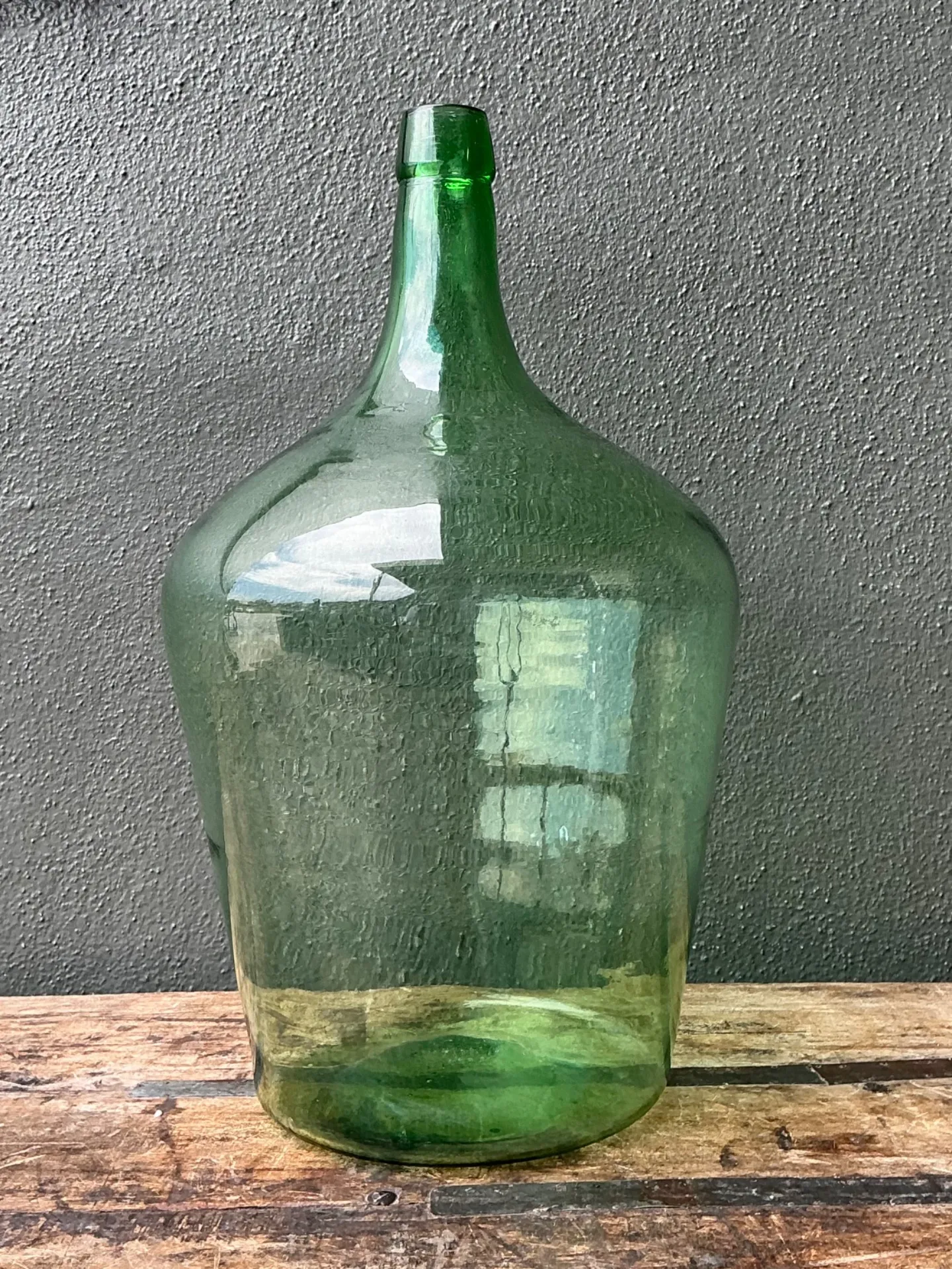 Vintage Green Glass Demijohn Bottle - Green, 11W x 19.25H — additional photo 7